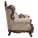 Ragnar Chair w/2 Pillows, Light Brown Linen & Cherry Finish Acme