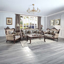 Ragnar Chair w/2 Pillows, Light Brown Linen & Cherry Finish Acme