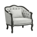 Samael Chair w/Pillow, Gray Linen & Dark Brown Finish Acme