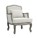 Tania Chair w/Pillow, Cream Linen & Gray Finish Acme