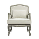 Tania Chair w/Pillow, Cream Linen & Gray Finish Acme