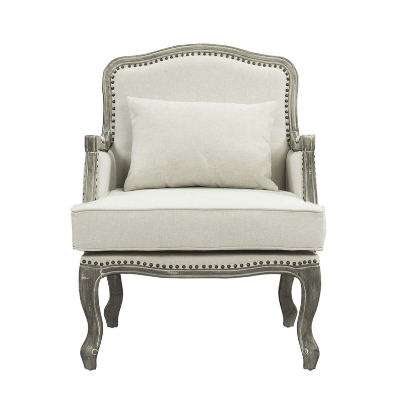 Tania Chair w/Pillow, Cream Linen & Gray Finish Acme