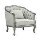 Samael Chair w/Pillow, Gray Linen & Gray Oak Finish Acme