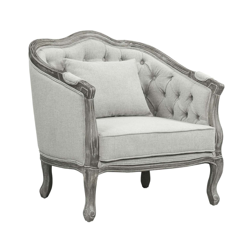 Samael Chair w/Pillow, Gray Linen & Gray Oak Finish Acme