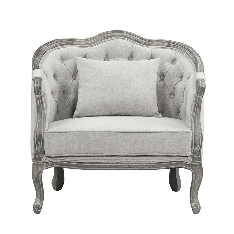 Samael Chair w/Pillow, Gray Linen & Gray Oak Finish Acme