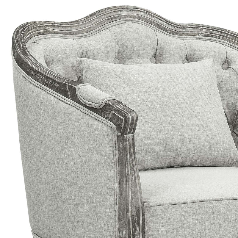 Samael Chair w/Pillow, Gray Linen & Gray Oak Finish Acme