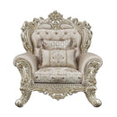 Danae Chair w/2 Pillows, Fabric, Champagne & Gold Finish Acme