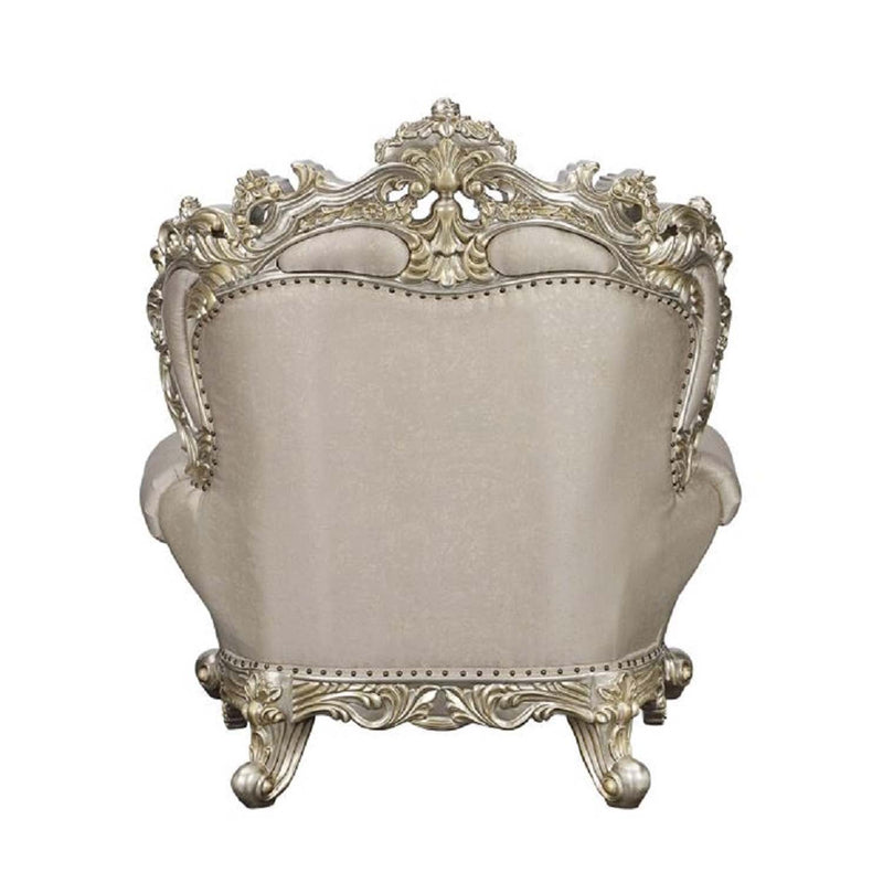 Danae Chair w/2 Pillows, Fabric, Champagne & Gold Finish Acme
