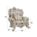 Danae Chair w/2 Pillows, Fabric, Champagne & Gold Finish Acme