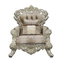 Sorina Chair w/2 Pillows, Velvet, Fabric & Antique Gold Finish Acme