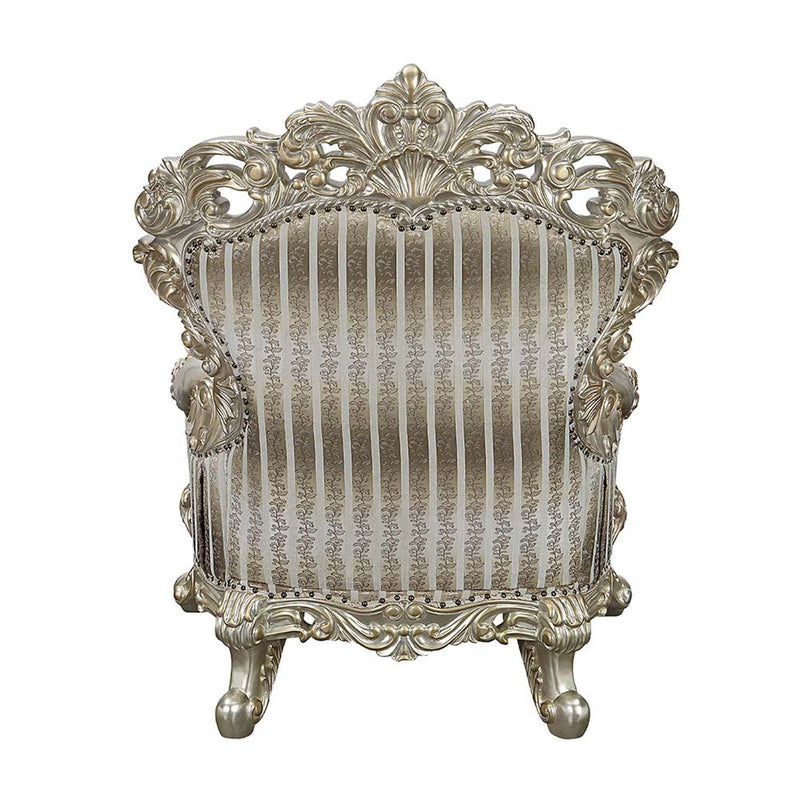Sorina Chair w/2 Pillows, Velvet, Fabric & Antique Gold Finish Acme