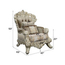 Sorina Chair w/2 Pillows, Velvet, Fabric & Antique Gold Finish Acme