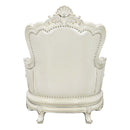 Adara Chair w/2 Pillows, Pearl White Faux Leather & Antique White Finish Acme