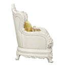 Adara Chair w/2 Pillows, Pearl White Faux Leather & Antique White Finish Acme