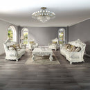 Adara Chair w/2 Pillows, Pearl White Faux Leather & Antique White Finish Acme