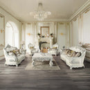 Adara Chair w/2 Pillows, Pearl White Faux Leather & Antique White Finish Acme