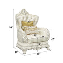Adara Chair w/2 Pillows, Pearl White Faux Leather & Antique White Finish Acme