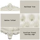 Adara Chair w/2 Pillows, Pearl White Faux Leather & Antique White Finish Acme