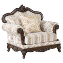 Nayla Chair w/Pillow, Pattern Fabric & Cherry Finish Acme