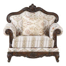 Nayla Chair w/Pillow, Pattern Fabric & Cherry Finish Acme