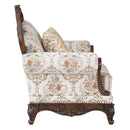 Nayla Chair w/Pillow, Pattern Fabric & Cherry Finish Acme