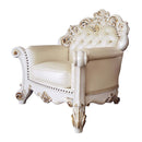 Vendome Chair w/Pillow, Champagne Faux Leather & Antique Pearl Finish Acme