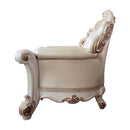 Vendome Chair w/Pillow, Champagne Faux Leather & Antique Pearl Finish Acme