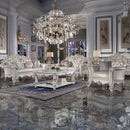 Vendome Chair w/Pillow, Champagne Faux Leather & Antique Pearl Finish Acme