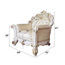 Vendome Chair w/Pillow, Champagne Faux Leather & Antique Pearl Finish Acme