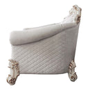 Vendome II Chair w/2 Pillows, Two Tone Ivory Fabric & Antique Pearl Finish Acme