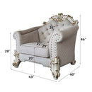 Vendome II Chair w/2 Pillows, Two Tone Ivory Fabric & Antique Pearl Finish Acme