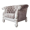 Versailles Chair w/2 Pillows, Ivory Fabric & Bone White Finish Acme