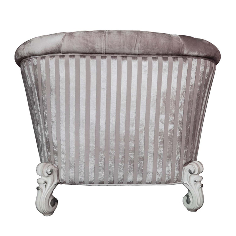 Versailles Chair w/2 Pillows, Ivory Fabric & Bone White Finish Acme