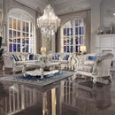 Versailles Chair w/2 Pillows, Ivory Fabric & Bone White Finish Acme