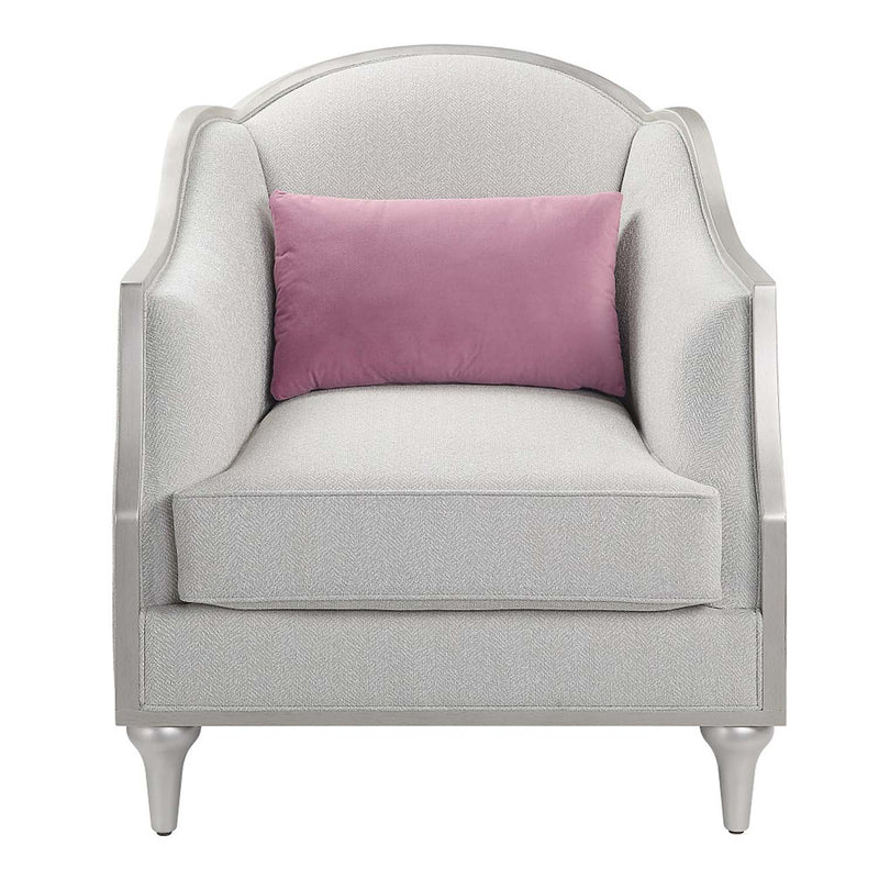 Kasa Chair w/Pillow, Beige Linen & Champagne Finish Acme
