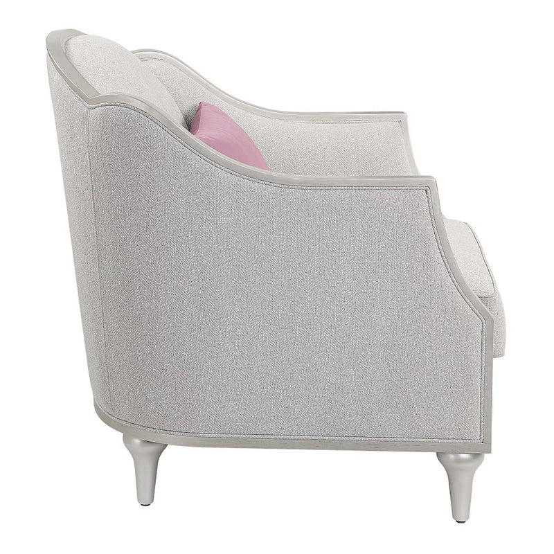 Kasa Chair w/Pillow, Beige Linen & Champagne Finish Acme