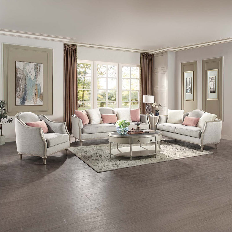 Kasa Chair w/Pillow, Beige Linen & Champagne Finish Acme