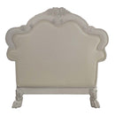 Dresden Chair w/2 Pillows, Faux Leather & Bone White Finish Acme
