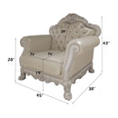 Dresden Chair w/2 Pillows, Faux Leather & Bone White Finish Acme