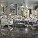 Dresden Chair w/2 Pillows, Faux Leather & Bone White Finish Acme