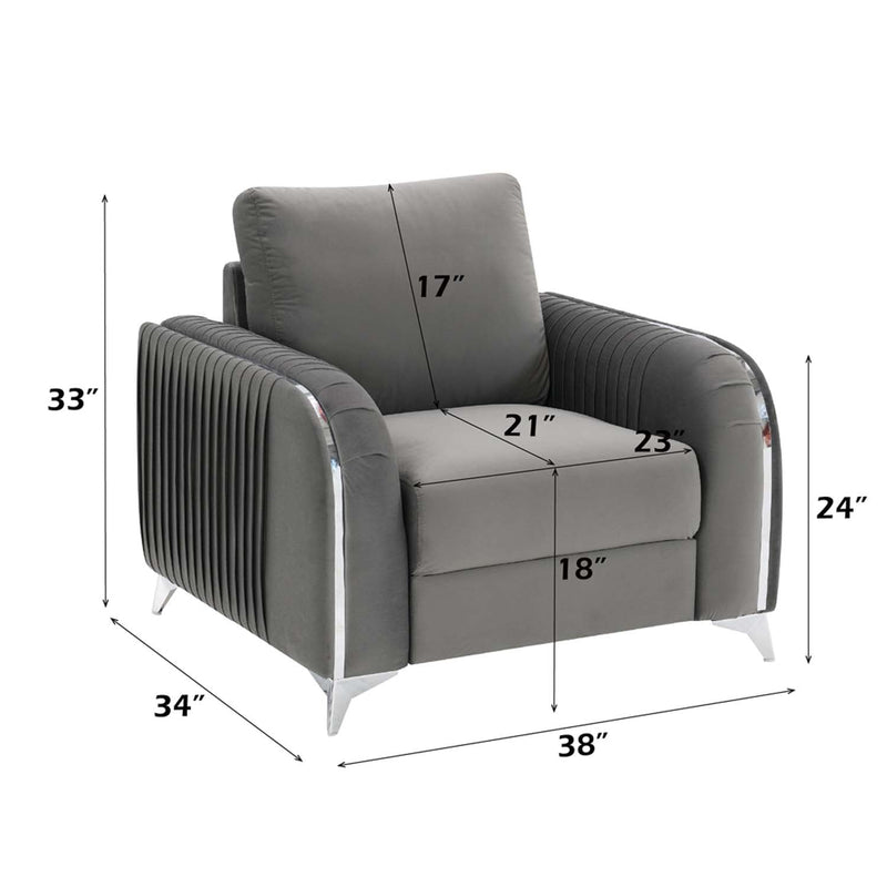 Wenona Chair, Gray Velvet Acme