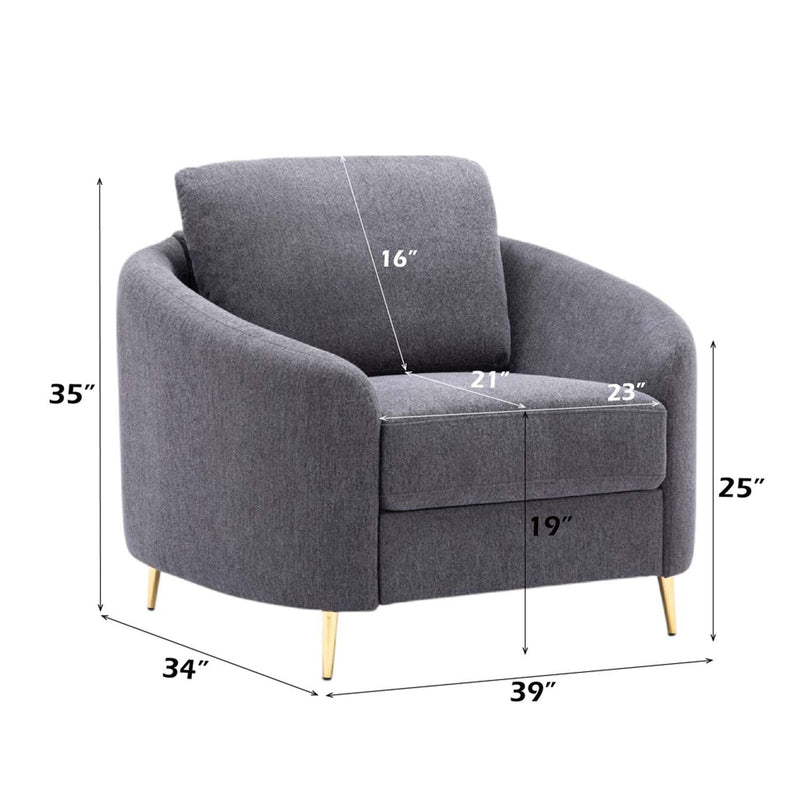 Yuina Chair, Gray Linen Acme