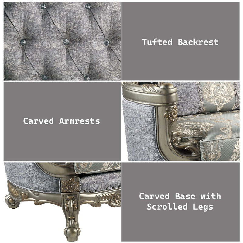 Miliani Chair w/Pillow, Fabric & Antique Bronze Finish Acme