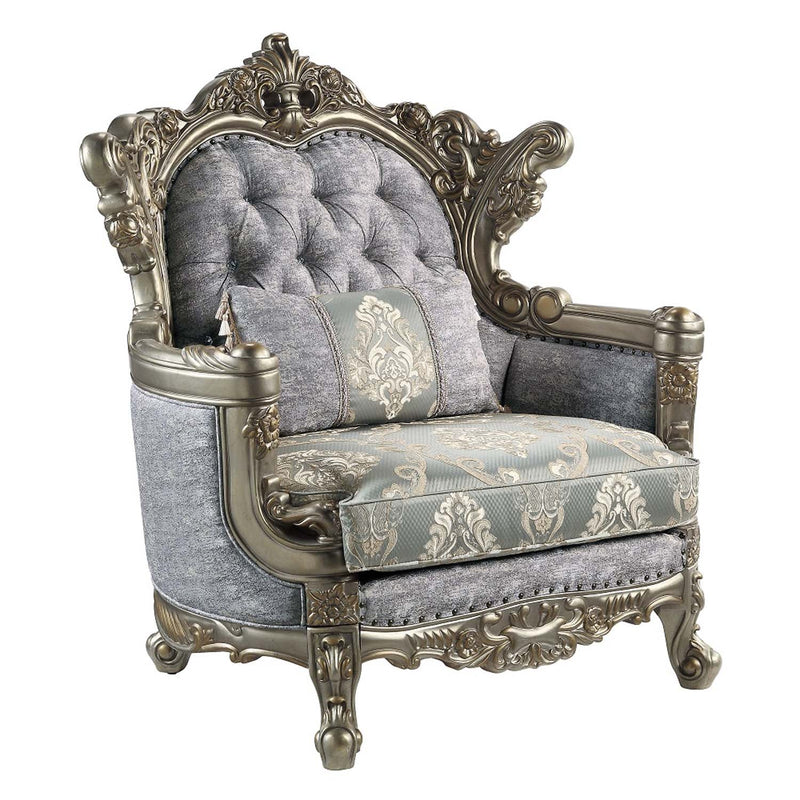 Miliani Chair w/Pillow, Fabric & Antique Bronze Finish Acme