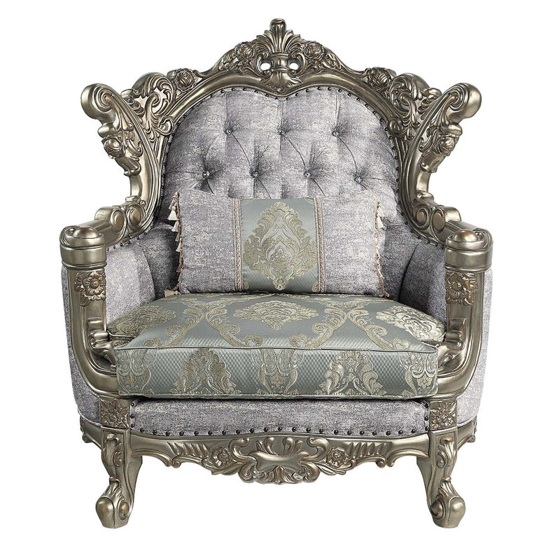 Miliani Chair w/Pillow, Fabric & Antique Bronze Finish Acme