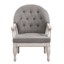 Florian Chair, Gray Fabric & Antique White Finish Acme