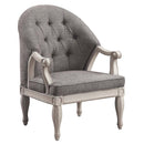 Florian Chair, Gray Fabric & Antique White Finish Acme