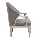 Florian Chair, Gray Fabric & Antique White Finish Acme