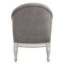 Florian Chair, Gray Fabric & Antique White Finish Acme