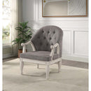 Florian Chair, Gray Fabric & Antique White Finish Acme